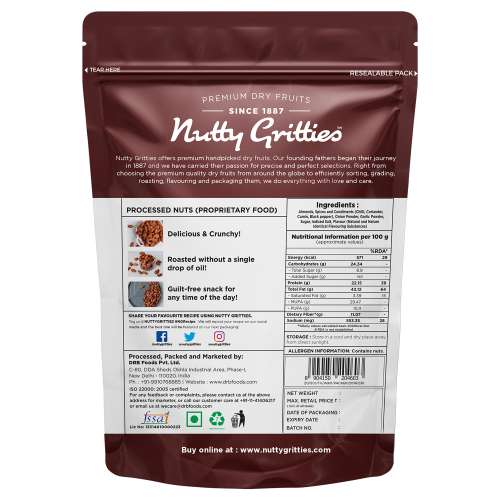 Nutty Gritties: Barbeque Almonds, Dry Roasted Non Fried and Zero Oil - 400g (2 Pack of 200g each)
