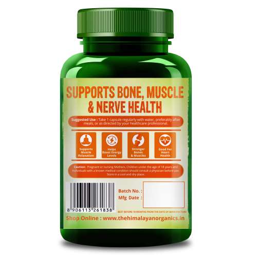 Vlado's Himalayan Organics: Plant Based Magnesium Supplement 1360mg With Turmeric Spirulina, Wheatgrass, Moringa | Supports Bone Muscle & Bone Health | Boost Energy Level - 60 Veg Tablets
