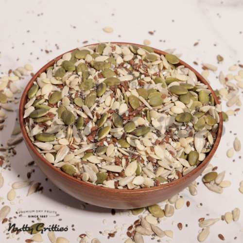Nutty Gritties: Super Seeds Mix - Roasted - Flax, Chia, Sesame, Sunflower, Watermelon, Pumpkin Seeds -  400g (2 Pack of 200g each)