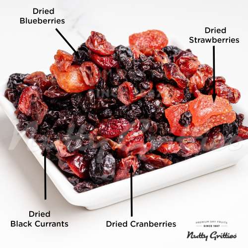 Nutty Gritties: Mix Berries - Dried Cranberries, Blueberries, Strawberries, Black Currants - 400g (2 Pack of 200g each)