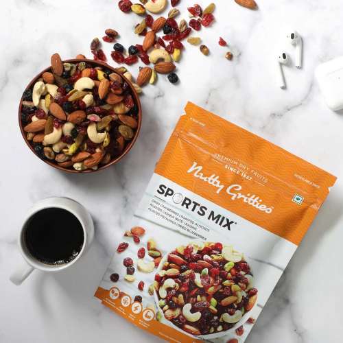 Nutty Gritties: Sports Mix - Roasted Almonds, Cashews, Pistachios, Dried Blueberries, Cranberries and Raisins - 200g
