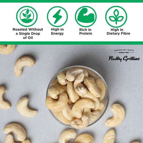 Nutty Gritties: Roasted Cashews, Lightly Salted and Dry Roasted Healthy Snack - 400g (2 Pack of 200g each)