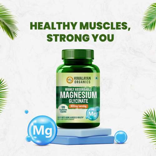 Vlado's Himalayan Organics: Highly Absorbable Magnesium Glycinate | Support Overall Nerve And Muscle Health | Strong Bones For Men & Women - 120 Vegetable Capsules