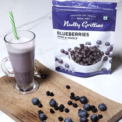 Nutty Gritties: Blueberries Dried & Whole Healthy Snack - 300g (2 Pack of 150g each)