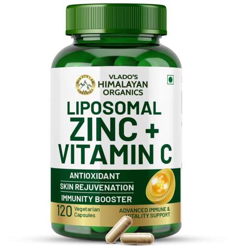 Vlado's Himalayan Organics: Vlado's Himalayan Organics Liposomal Zinc With Vitamin C Supplement | Digestive Health | Improve Iron Absorption | Double Antioxidant & Immune Support -120 Veg Capsules