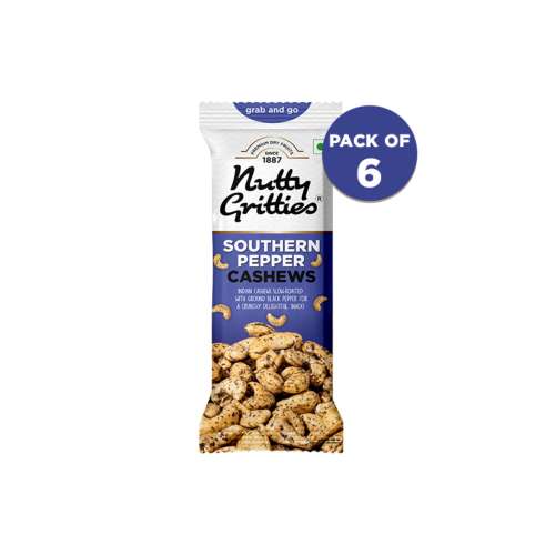 Nutty Gritties: Southern Pepper Cashews ( Pack of 6 x 40g each) - 240g