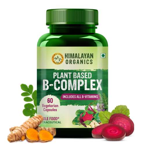 Vlado's Himalayan Organics: Plant Based B-Complex Vitamins B12, B1, B2, B3, B5, B6, B9 and Biotin for Metabolism, Hair and Energy- 60 Veg Capsules