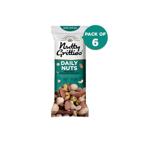 Nutty Gritties: Daily Nuts Roasted in Himalayan Pink Salt (Pack of 6 x 35g each) -210g