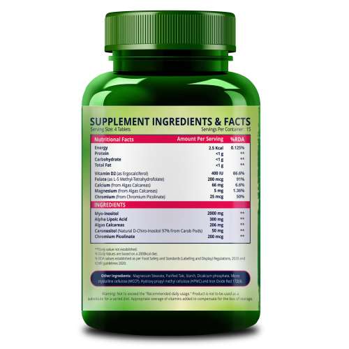 Vlado's Himalayan Organics: PCOS Multivitamin Supplement 2000mg Myo-Inositol, Caronositol, Folate, Chromium, Calcium & Vitamin D | 60 Veg Tablets