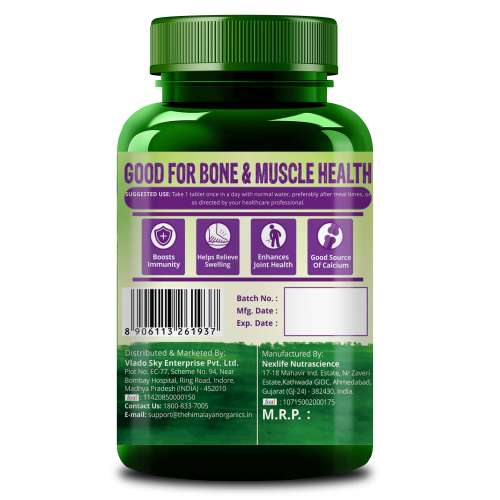 Vlado's Himalayan Organics: Alfalfa, Calcium Citrate Malate 1200mg with Vitamin D, K2 (MK7), B12, Zinc & Magnesium - 120 Veg Tablets