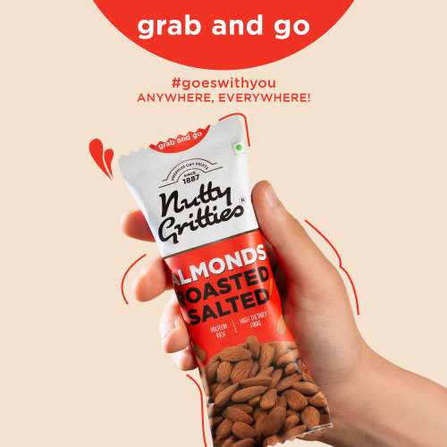 Nutty Gritties: California Almonds Roasted, Lightly Salted (Pack of 6 x 40g Each) - 240g