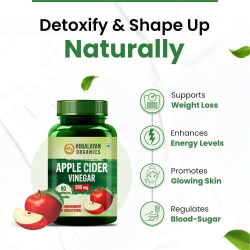 Vlado's Himalayan Organics: Apple Cider Vinegar Supplement for Body Detoxification & Supports Digestive Health - 90 Veg Capsules