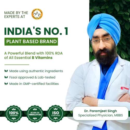 Vlado's Himalayan Organics: Plant Based B-Complex Vitamins B12, B1, B2, B3, B5, B6, B9 and Biotin for Metabolism, Hair and Energy- 60 Veg Capsules