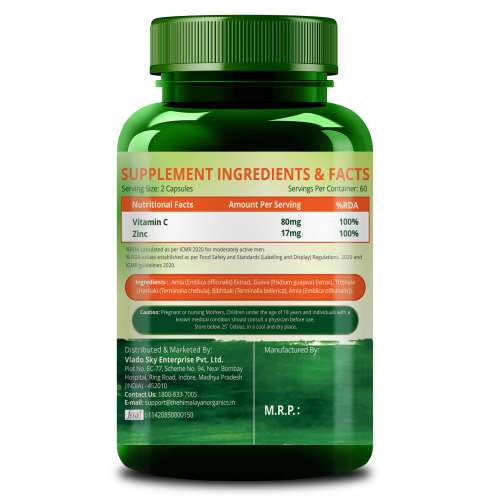 Vlado's Himalayan Organics: Plant Based Vitamin C with Zinc - 120 Veg Capsules