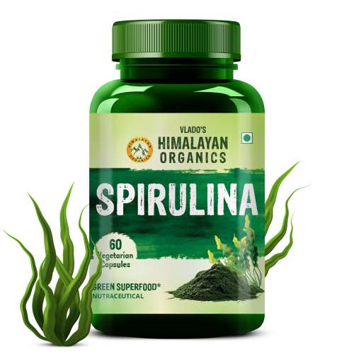 Vlado's Himalayan Organics: Spirulina 2000mg Supplement | Green Food For Good Health Weight Management And Immunity Booster | Helps In Healthy Heart - 60 Vegetarian Capsules