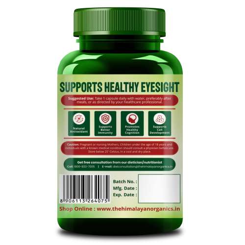 Vlado's Himalayan Organics: Plant-Based Vitamin A Supplement Supports Healthy Eye Sight | Natural Anti-Oxidant (120 Capsules)