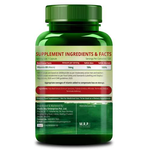 Vlado's Himalayan Organics: Plant-Based Vitamin B3 | Supports Healthy Skin and Heart 120 Capsules