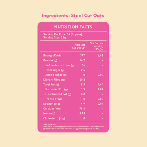 Nourish You: Steel Cut Oats 500G
