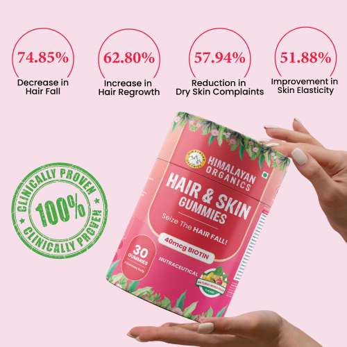 Vlado's Himalayan Organics: Hair & Skin Gummies 40 mcg Biotin For Hair Growth & Glowing Skin (30 Gummies)