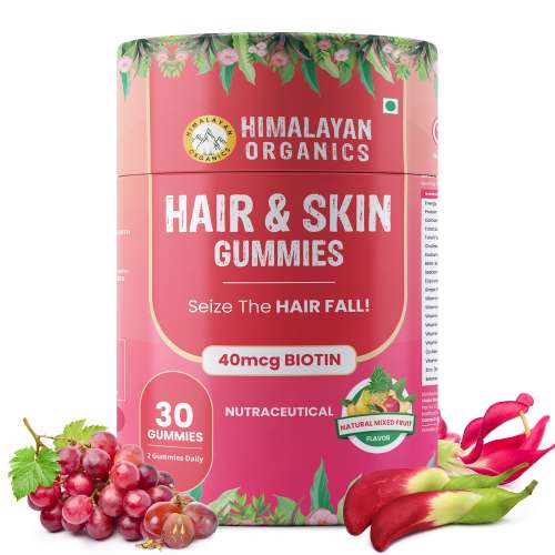 Vlado's Himalayan Organics: Hair & Skin Gummies 40 mcg Biotin For Hair Growth & Glowing Skin (30 Gummies)