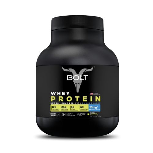 Bolt Nutrition: Nutrition 100% Whey Protein Powder | With Superfood PHYCOCYANIN |5LB, 2.268 kg (69 Serving) | Saffron Pistachio