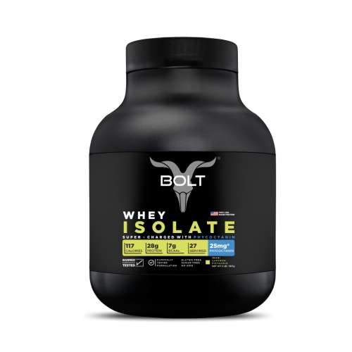Bolt Nutrition: Nutrition 100% Whey Isolate Protein Powder | With Superfood PHYCOCYANIN |2LB/907gm (27 Servings) | Saffron Pistachio