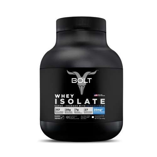 Bolt Nutrition: Nutrition 100% Whey Isolate Protein Powder | With Superfood PHYCOCYANIN |2LB/907gm (27 Servings) | Madagascar Vanilla