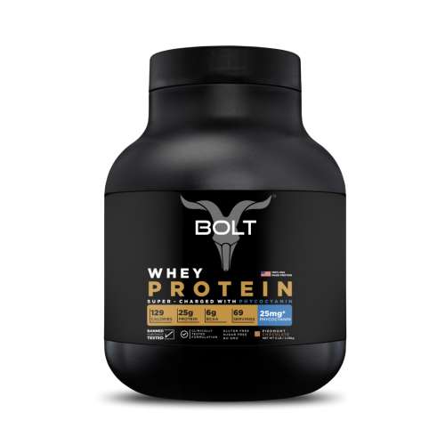 Bolt Nutrition: Nutrition 100% Whey Protein Powder | With Superfood PHYCOCYANIN |5LB, 2.268 kg (69 Serving) | Piedmont Chocolate Bolt Nutrition: Nutrition 100% Whey Protein Powder | With Superfood PHYCOCYANIN |5LB, 2.268 kg (69 Serving) | Piedmont Chocolate