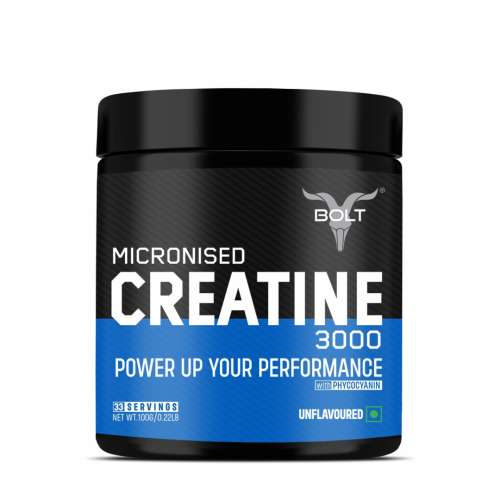 Bolt Nutrition: Micronised Creatine Monohydrate 3000 | Boosts Athletic Performance |100 gm , 33 serving | Unflavored