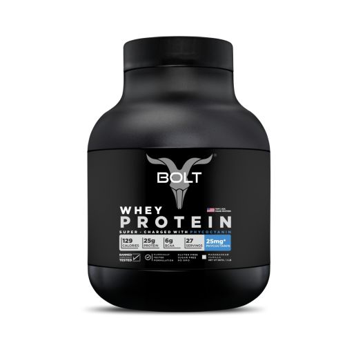 Bolt Nutrition: Nutrition 100% Whey Protein Powder | With Superfood PHYCOCYANIN |2LB/907gm (27 Servings) | Madagascar Vanilla