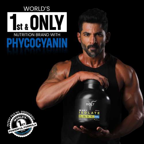 Bolt Nutrition: Nutrition 100% Whey Isolate Protein Powder | With Superfood PHYCOCYANIN |2LB/907gm (27 Servings) | Saffron Pistachio