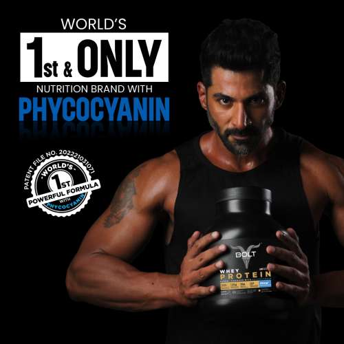 Bolt Nutrition: Nutrition 100% Whey Protein Powder | With Superfood PHYCOCYANIN |2LB/907gm (27 Servings) | Piedmont Chocolate