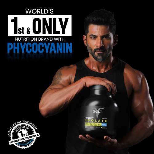 Bolt Nutrition: Nutrition 100% Whey Isolate Protein Powder | With Superfood PHYCOCYANIN | 5LB/2.26kg (69 Servings) | Saffron Pistachio