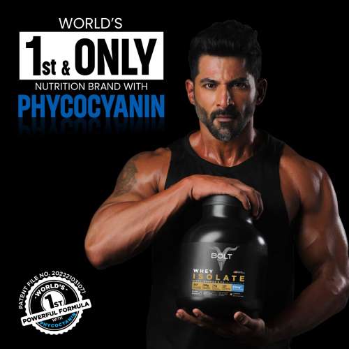 Bolt Nutrition: Nutrition 100% Whey Isolate Protein Powder | With Superfood PHYCOCYANIN |2LB/907gm (27 Servings) | Piedmont Chocolate