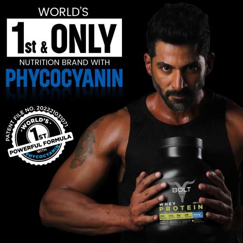 Bolt Nutrition: Nutrition 100% Whey Protein Powder | With Superfood PHYCOCYANIN |5LB, 2.268 kg (69 Serving) | Saffron Pistachio