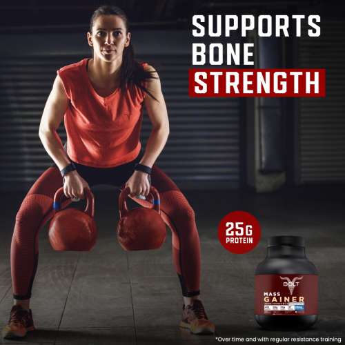 Bolt Nutrition: Mass Gainer | Weight Gainer | Supercharge with Phycocyanin | 25g Protein, 75g Carbs & 412 Calories For Muscle Gainer & Weight Gain Objectives | 2LB/907g (9 Servings) | Madagascar Vanilla