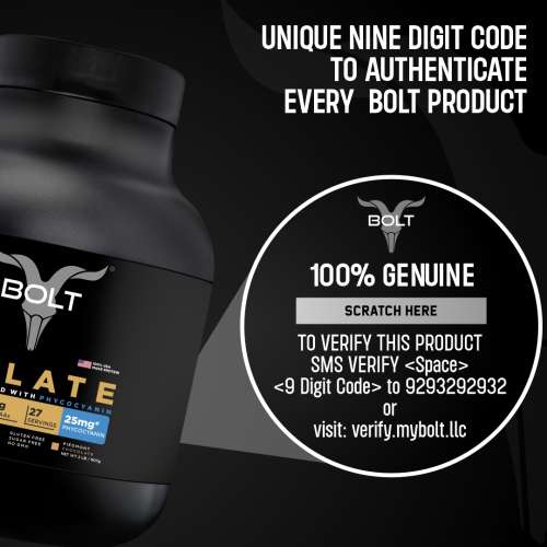 Bolt Nutrition: Nutrition 100% Whey Isolate Protein Powder | With Superfood PHYCOCYANIN |2LB/907gm (27 Servings) | Piedmont Chocolate