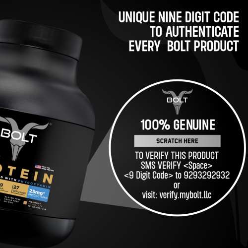 Bolt Nutrition: Nutrition 100% Whey Protein Powder | With Superfood PHYCOCYANIN |2LB/907gm (27 Servings) | Piedmont Chocolate