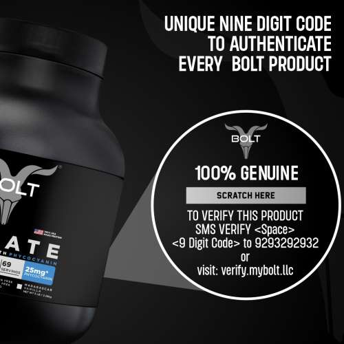 Bolt Nutrition: Nutrition 100% Whey Isolate Protein Powder | With Superfood PHYCOCYANIN |5LB/2.26kg (69 Servings) | Madagascar Vanilla