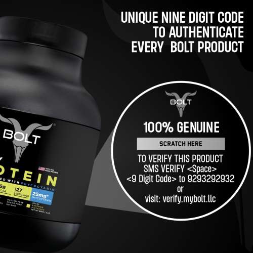 Bolt Nutrition: Nutrition 100% Whey Protein Powder | With Superfood PHYCOCYANIN |2LB/907gm (27 Servings) | Saffron Pistachio
