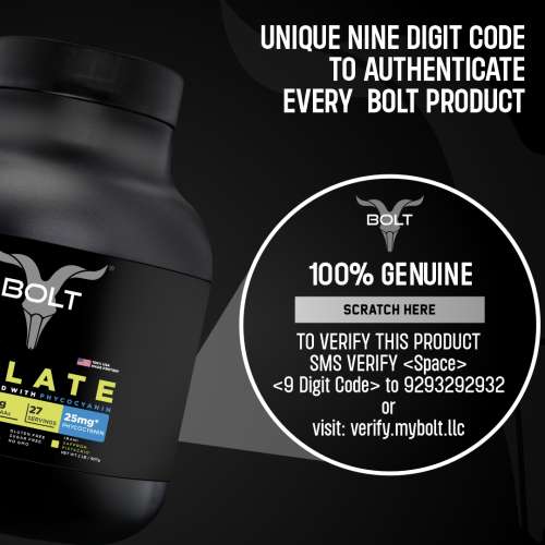 Bolt Nutrition: Nutrition 100% Whey Isolate Protein Powder | With Superfood PHYCOCYANIN |2LB/907gm (27 Servings) | Saffron Pistachio