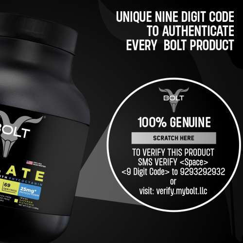 Bolt Nutrition: Nutrition 100% Whey Isolate Protein Powder | With Superfood PHYCOCYANIN | 5LB/2.26kg (69 Servings) | Saffron Pistachio