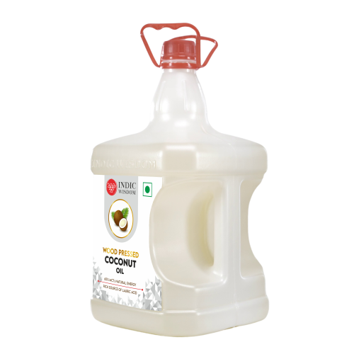 Indic Wisdom: Wood Pressed Virgin Coconut Oil 5 Liter (Cold Pressed Coconut Oil - Extracted on Wooden Churner)