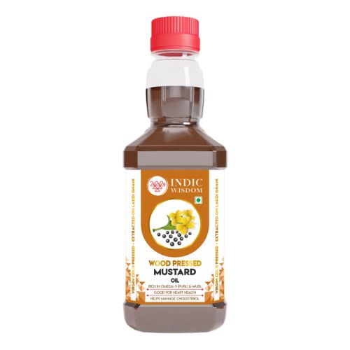 Indic Wisdom: Wood Pressed Mustard Oil 200 ml (Cold Pressed Mustard Oil - Extracted on Wooden Churner)