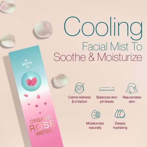 SETU: Organic Rose Water/Gulab Jal Spray -100 ML(Pack of 2) |Premium Face Mist, Toner for Brighter and Hydrated Skin |Oil-Control & Makeup remover| Zero alcochol, Paraben free and No artificial flavor