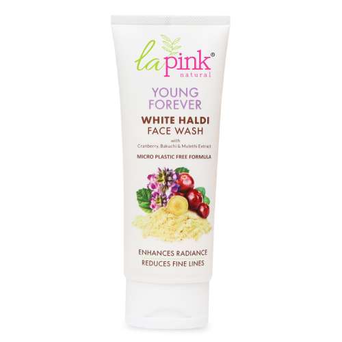 La Pink: Young Forever Face Wash | 100% Microplastic Free Formula | Age Defying, Reduces Fine Lines, Pigmentation, Dark Spots & Scars | White Haldi | For Younger Radiant Skin | All Skin Types | 100ml