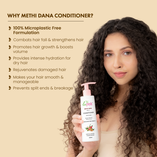 La Pink: Methi Dana 8-in-1 Conditioner for Hair Fall Control | 100% Microplastic Free Formula | Suitable for All Hair Types | 250ml
