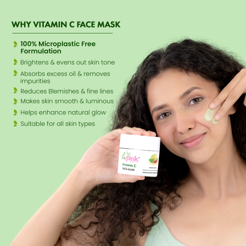 La Pink: Vitamin C White Haldi Face Mask for Glowing Radiant Skin | 100% Microplastic Free Formula | Suitable for All Skin Types | 100gm