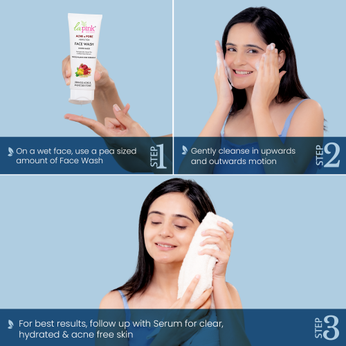 La Pink: Acne & Pore Perfection Face Wash for Acne Reduction & Even Skin Tone | 100% Microplastic Free Formula | Suitable for All Skin Types | 100ml
