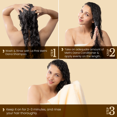 La Pink: Methi Dana 8-in-1 Conditioner for Hair Fall Control | 100% Microplastic Free Formula | Suitable for All Hair Types | 250ml